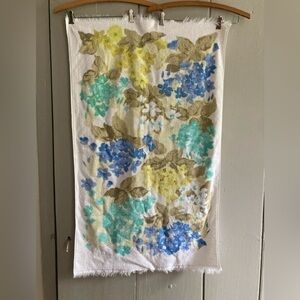 Vintage Bath Towel with Fringe Blue Flower Floral Springmaid 24x40 Made USA MCM